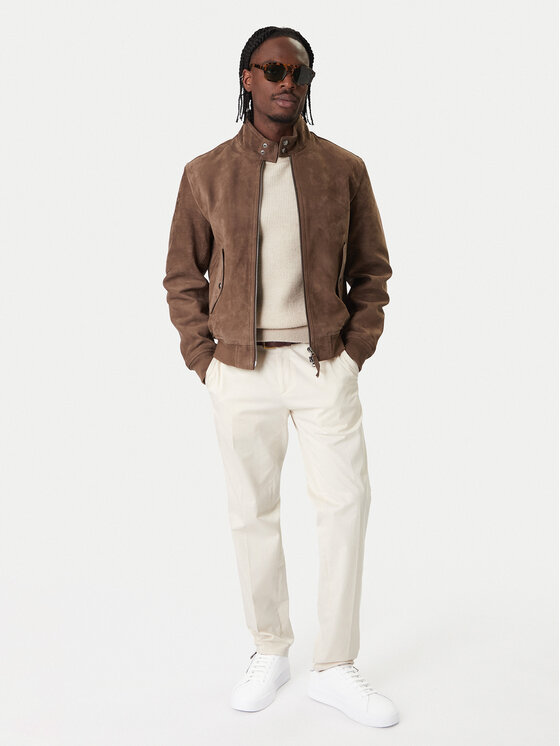 Tommy Hilfiger Tommy Hilfiger Кожено яке Harrington MW0MW42976 Кафяв Regular Fit