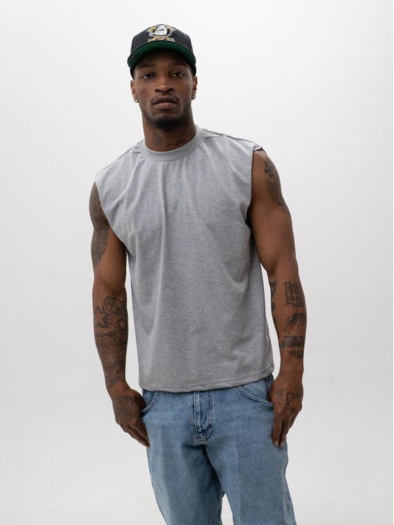 Urban City Urban City Tank top Bez nadruków Sleeveles na rower trening siłownie 132671 Szary Regular Fit