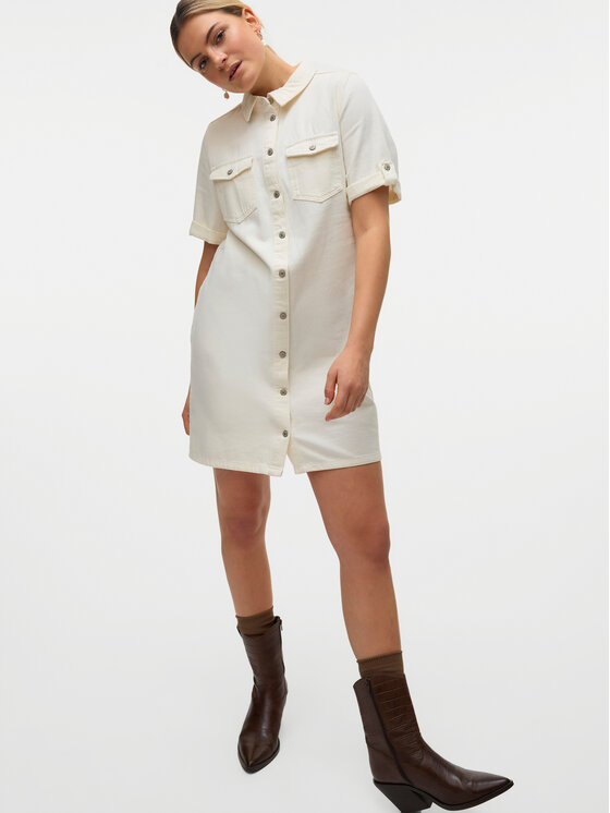 Vero Moda Vero Moda Džínové šaty Jennie 10309665 Bílá Regular Fit