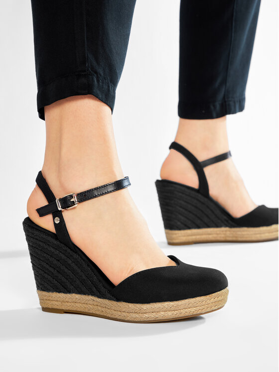 Tommy Hilfiger Espadrilles Basic Closed Toe High Wedge FW0FW04786 Noir