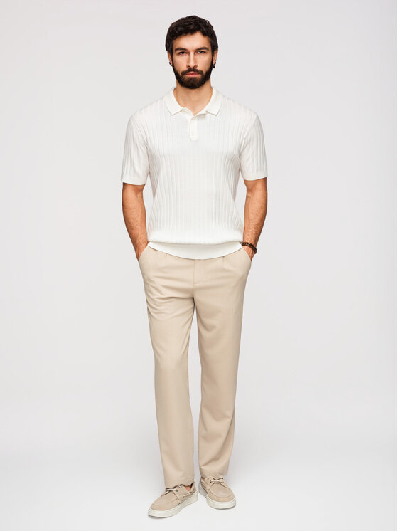 Ombre Ombre Polo OM-POSS-0169 Biały Slim Fit