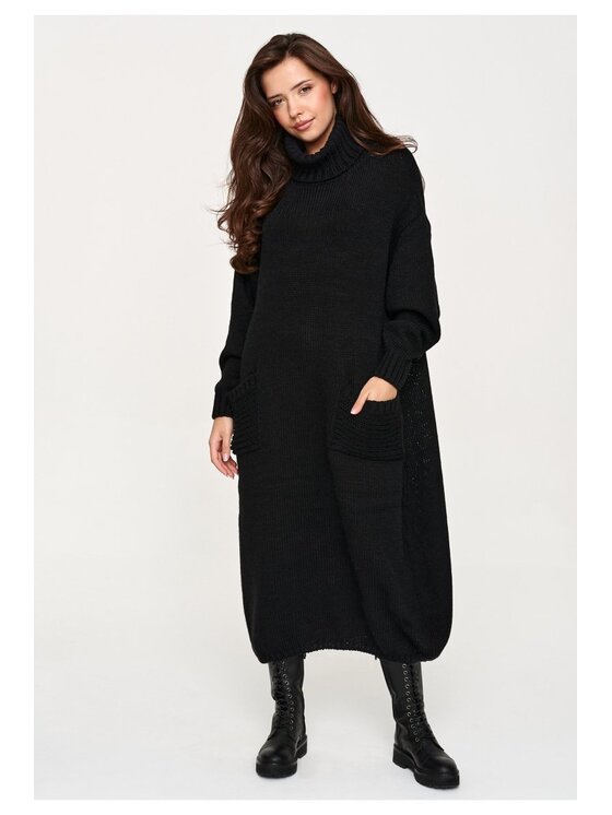 Makadamia Makadamia Sweter S178 Czarny Loose Fit