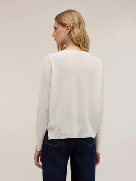 Motivi Motivi Sweter M343E002402N011 Biały Over Fit