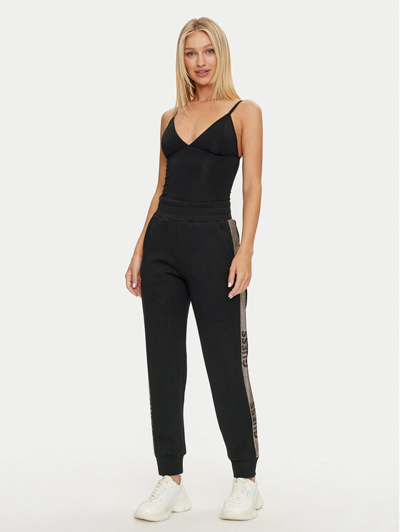GUESS Tuta W92D81 WB4H0 - Donna, Colore Nero, Scollo Tondo, Spalline, Chiusura Con Cerniera, Tessuto 89% Poliestere E 11% Elastan
