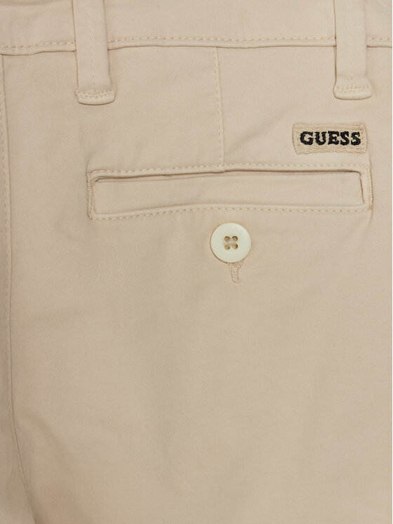 Guess Guess Bavlnené nohavice Chino L3BB00 WFPMA Béžová Regular Fit