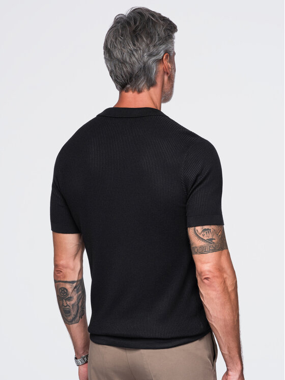 Ombre Ombre Polo OM-POSS-0182 Czarny Slim Fit