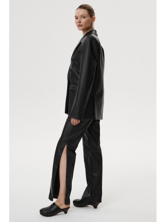 MARI PRETI MARI PRETI Pantaloni di pelle Arvella Nero Regular Fit