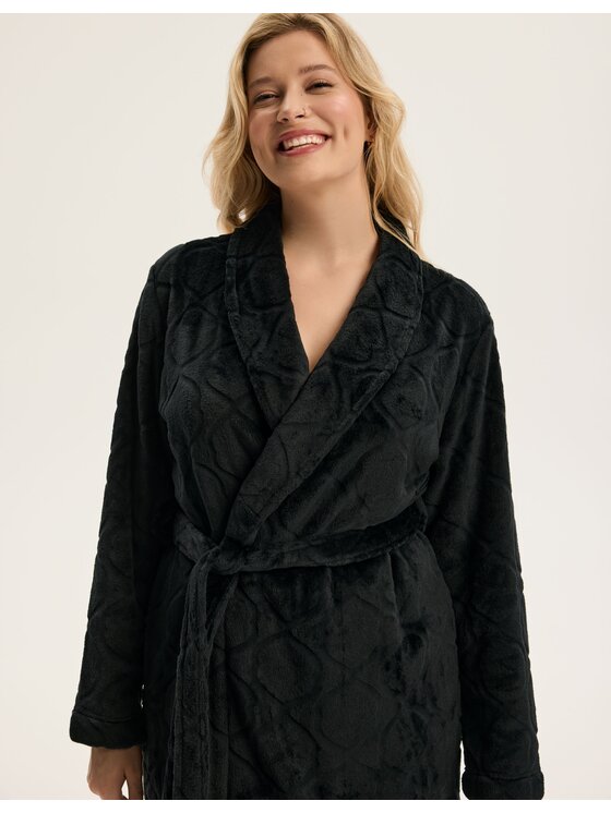 Esotiq Esotiq Szlafrok 43932 Czarny Regular Fit