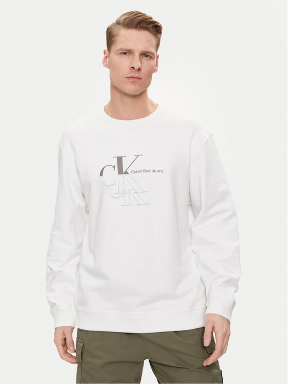 Calvin Klein Jeans Calvin Klein Jeans Sweatshirt Monogram Echo J30J325516 Weiß Regular Fit