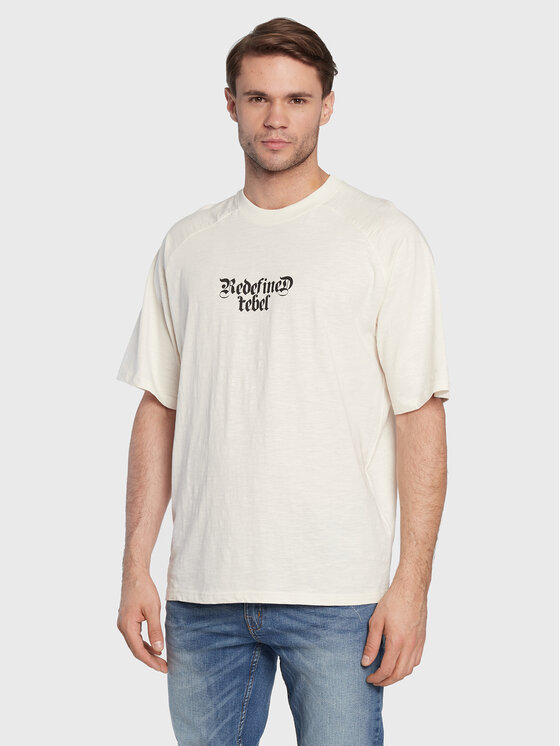Redefined Rebel Tricou Marcel 211158 Écru Regular Fit