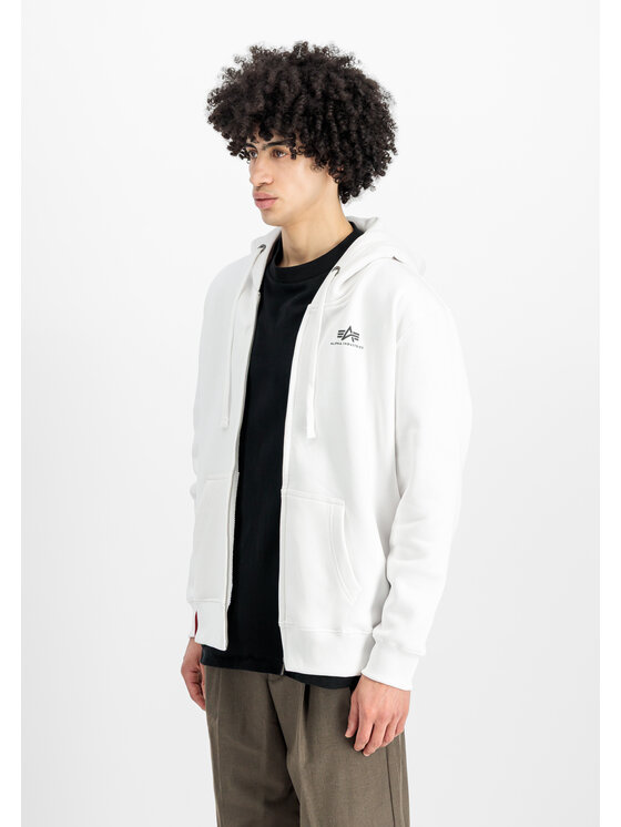 Alpha Industries Alpha Industries Mikina Basic Small Logo Zip Hoodie Biela Regular Fit