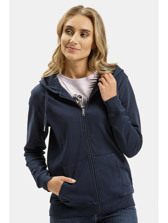Cross Jeans Cross Jeans Bluza 65454-001 Granatowy Zipped Hoodie Fit