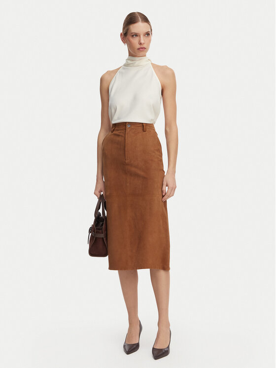 Marella Marella Kožená sukně Zeus 2613401024 Hnědá Regular Fit