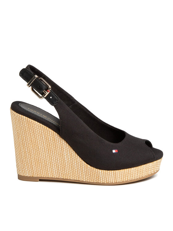 Tommy Hilfiger Espadrile Iconic Elena Sling Back Wedge FW0FW04789 Crna