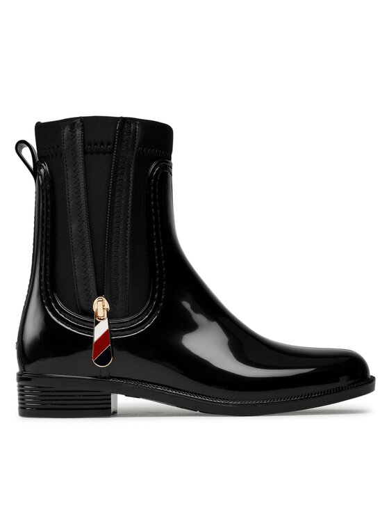 Tommy Hilfiger Tommy Hilfiger Holínky Corporate Zipper Rainboot FW0FW06000 Černá