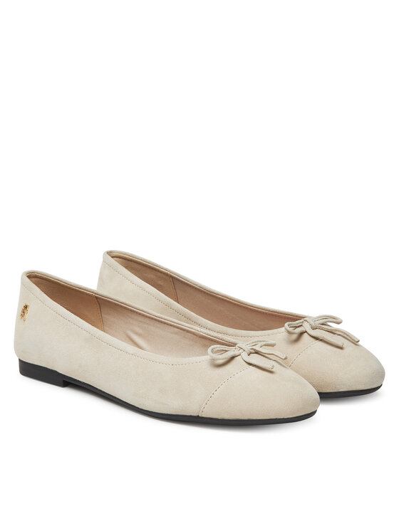 Tommy Hilfiger Tommy Hilfiger Балеринки Toe Cap Suede Ballerina FW0FW08909 Бежов