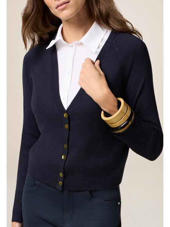 Oltre Oltre Cardigan M287J005021N034 Blu Slim Fit