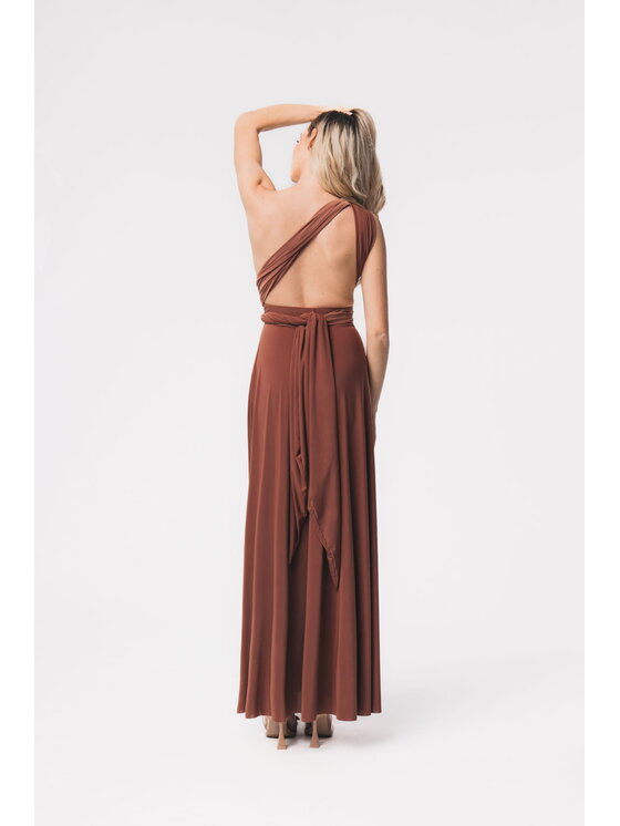 Aurora Aurora Sukienka koktajlowa Aurora mulitway karmel Brązowy Feminine Fit