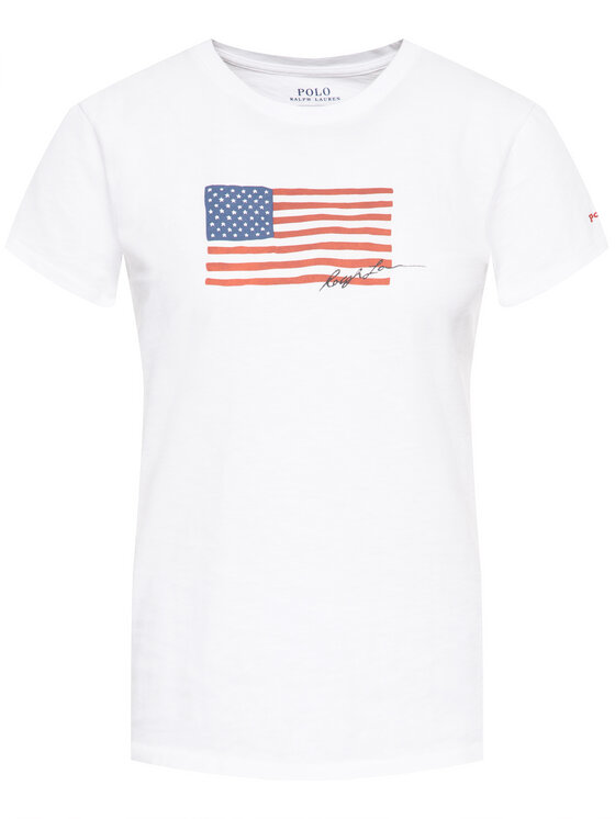 Polo Ralph Lauren Polo Ralph Lauren T-Shirt Nv Flag 211782940 Biały Regular Fit