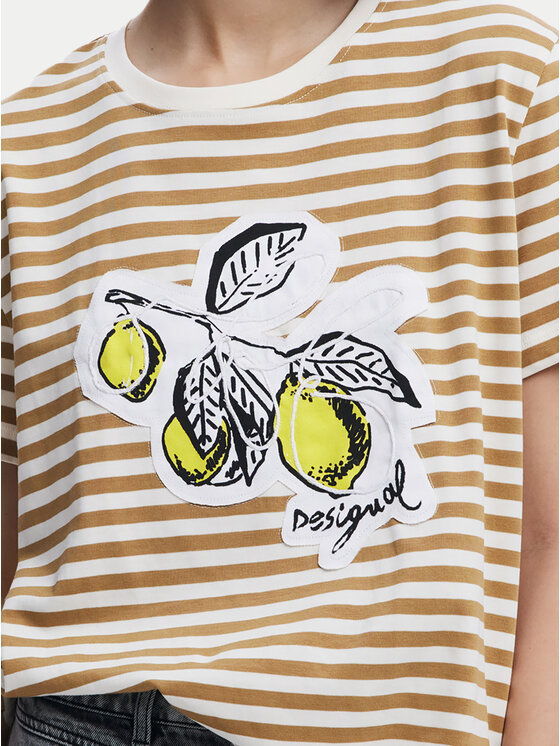 Desigual Desigual T-Shirt Lemon 25SWTKAE Μπεζ Regular Fit