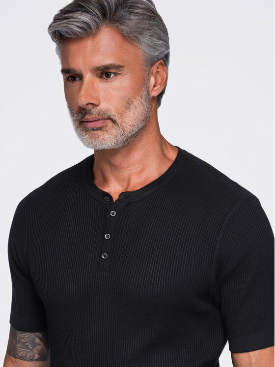 Ombre Ombre T-Shirt OM-TSCT-0304 Černá Slim Fit