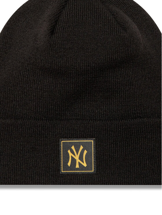 New Era New Era Kapa New York Yankees Metallic Badge Black Cuff Knit Beanie 60424815 Črna