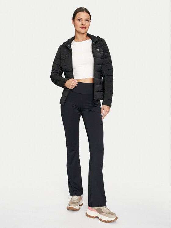 Guess Guess Vatovaná bunda Solid Heavy Diann V4YL04 WF3X0 Černá Regular Fit