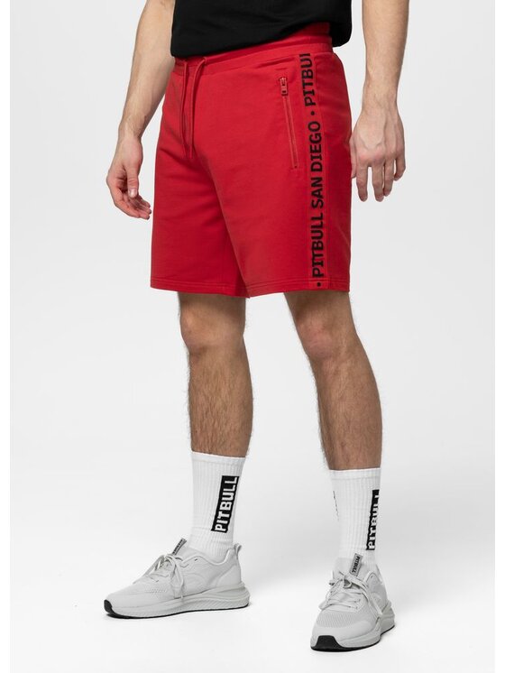 PITBULL PITBULL Szorty sportowe TAPE PARKER Czerwony Regular Fit