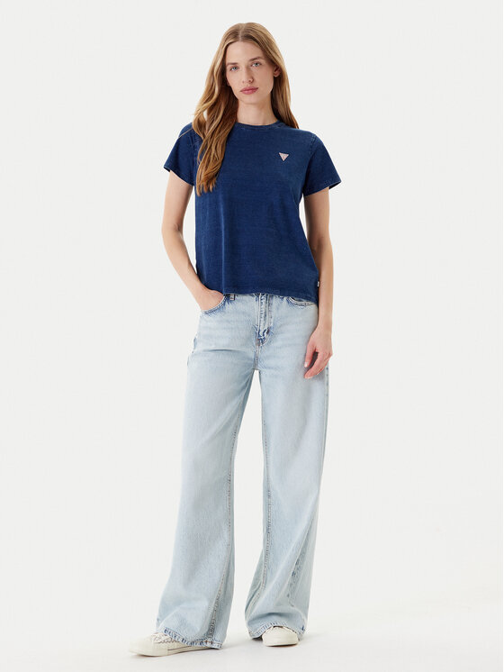 Guess Jeans Guess Jeans Marškinėliai W5YI22 KCTL1 Tamsiai mėlyna Regular Fit