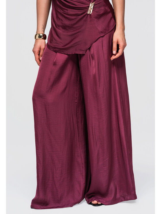 Ombre Ombre Spodnie materiałowe OW-PA-E0012 Fioletowy Relaxed Fit