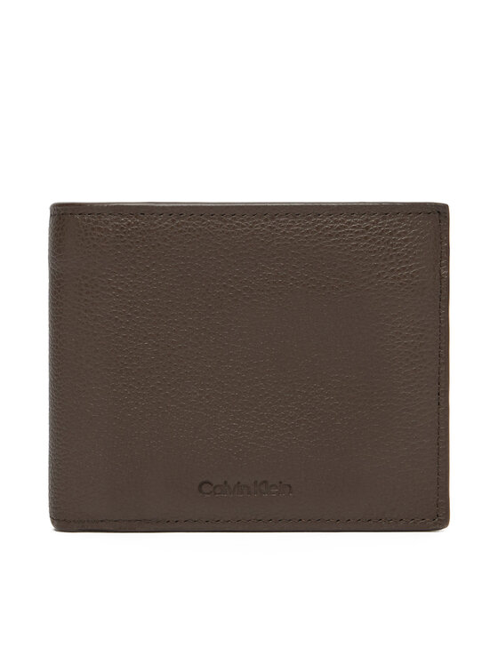 Calvin Klein Duży Portfel Męski Micropebble Billfold W Coin LV04D1033G Brązowy