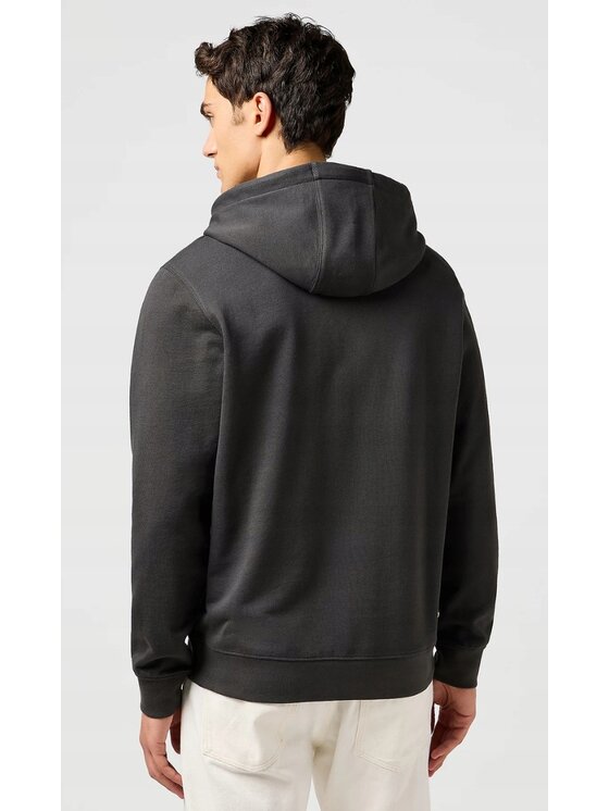 Wrangler Wrangler Bluza Sign Off Hoodie Czarny Hoodie Fit