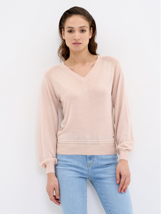 BIG STAR BIG STAR Sweter SIMONA_800_160 Beżowy Basic Fit