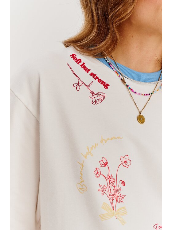 NAOKO NAOKO T-Shirt Softly Strong Bílá Regular Fit