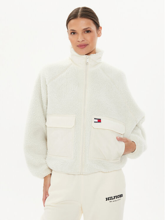Tommy Jeans Prechodná bunda Teddy DW0DW18303 Écru Regular Fit