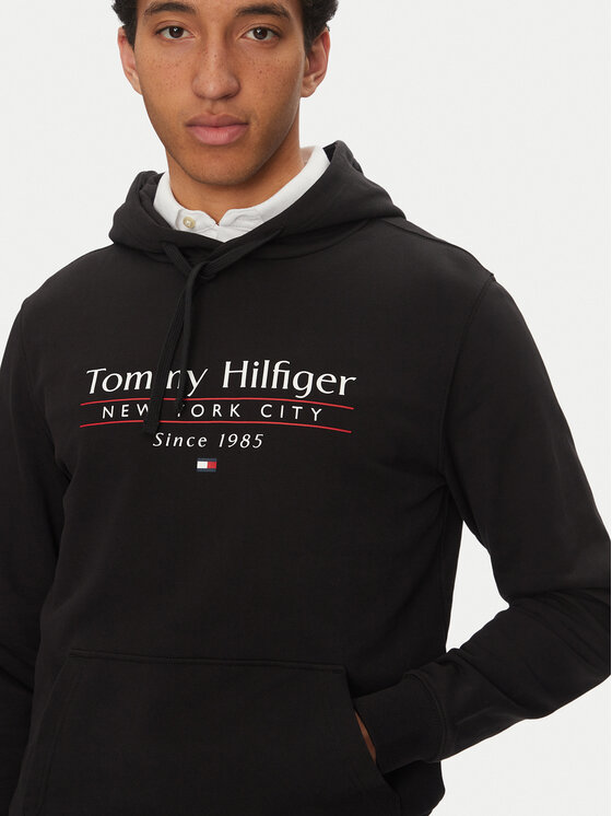 Tommy Hilfiger Tommy Hilfiger Bluza Center Stack MW0MW38672 Czarny Regular Fit