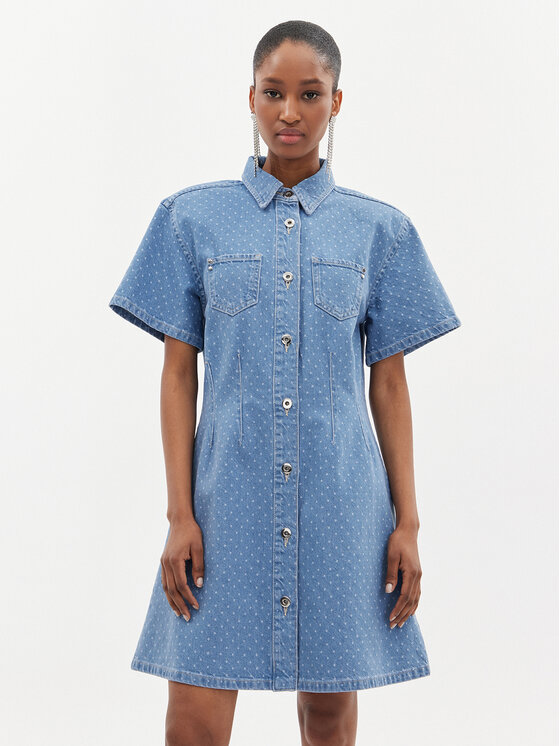 Custommade Custommade Rochie de blugi Jamilah Dots 999449457 Albastru Regular Fit