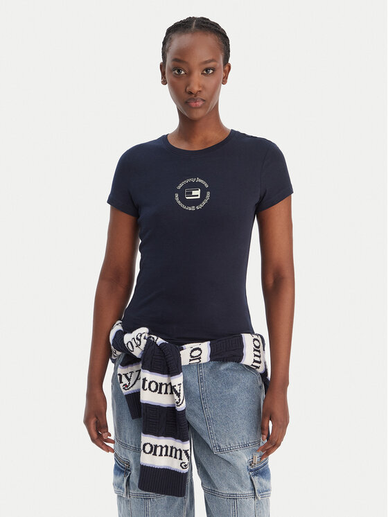 Tommy Jeans Tommy Jeans T-Shirt DW0DW22273 Granatowy Slim Fit