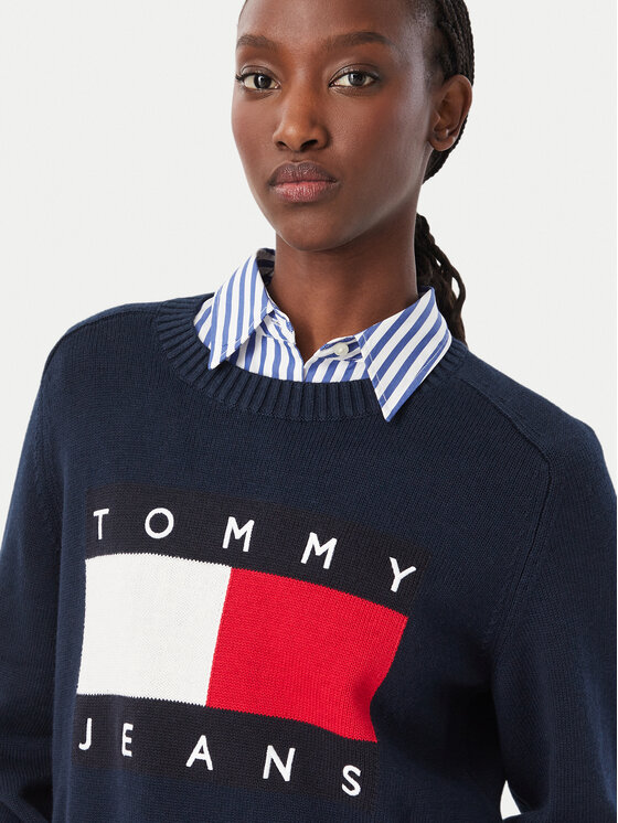 Tommy Jeans Tommy Jeans Πουλόβερ Flag DW0DW23450 Σκούρο μπλε Regular Fit