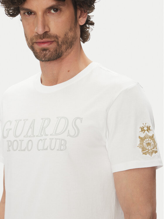 La Martina La Martina Tricou Anselm MARG31 JS206 Alb Regular Fit