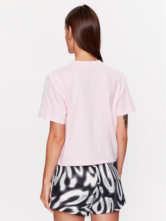 adidas adidas Tričko Essentials 3-Stripes Single Jersey Crop Top IC0760 Ružová Loose Fit