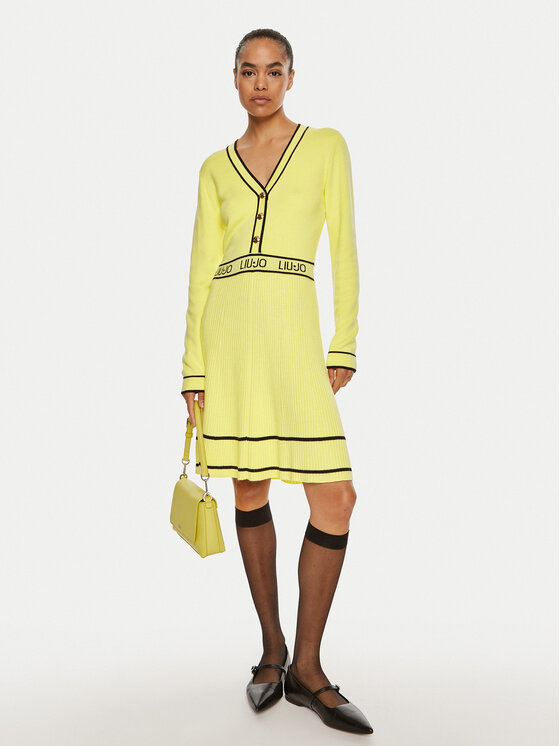 Liu Jo Liu Jo Kootud kleit TF4050 MS59L Kollane Regular Fit