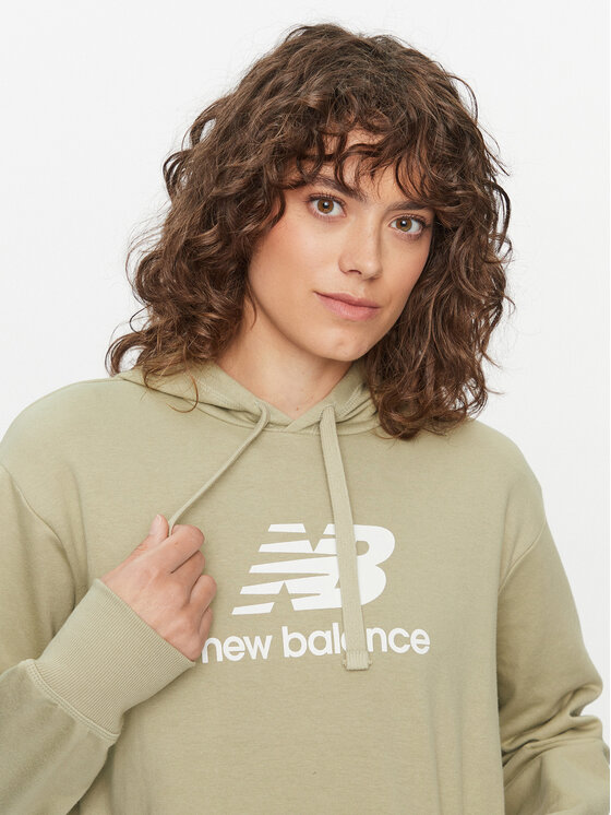 New Balance New Balance Felpa Essentials Stacked Logo Hoodie WT31533 Verde Regular Fit