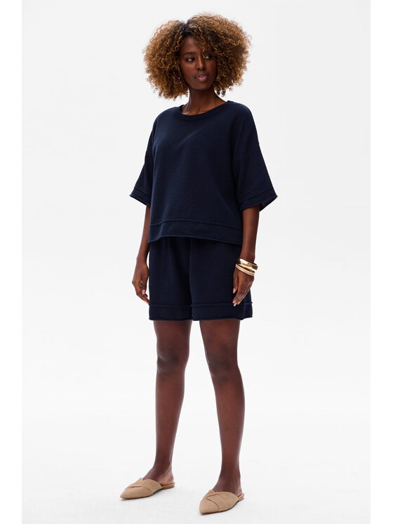 blue shadow blue shadow Bluzka Klaymi Niebieski Regular Fit