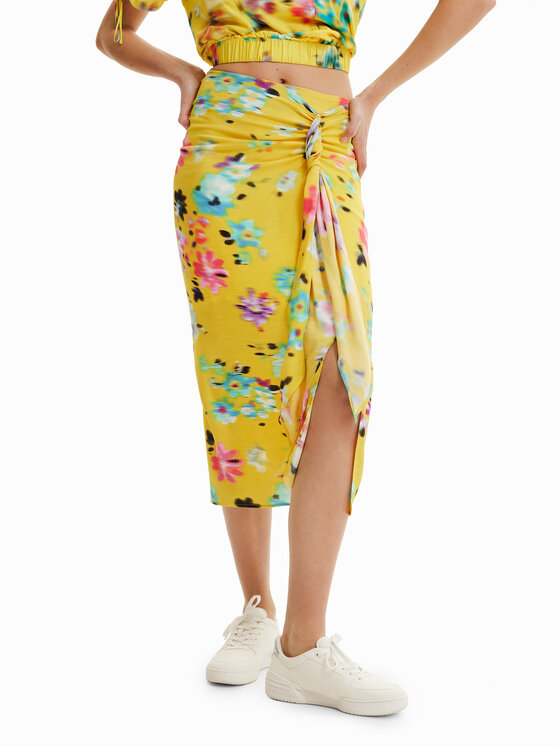 Női Midi szoknya Desigual, Méret: XL, Sárga, 23SWFW19