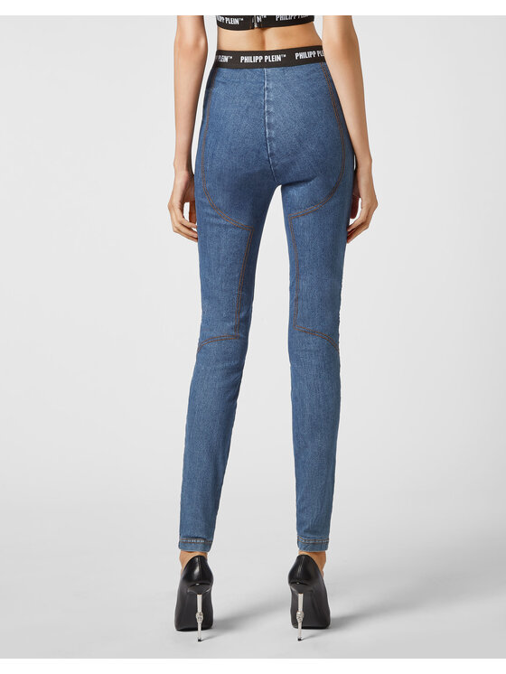 PHILIPP PLEIN PHILIPP PLEIN Legginsy 1593 Niebieski jasny Slim Leg