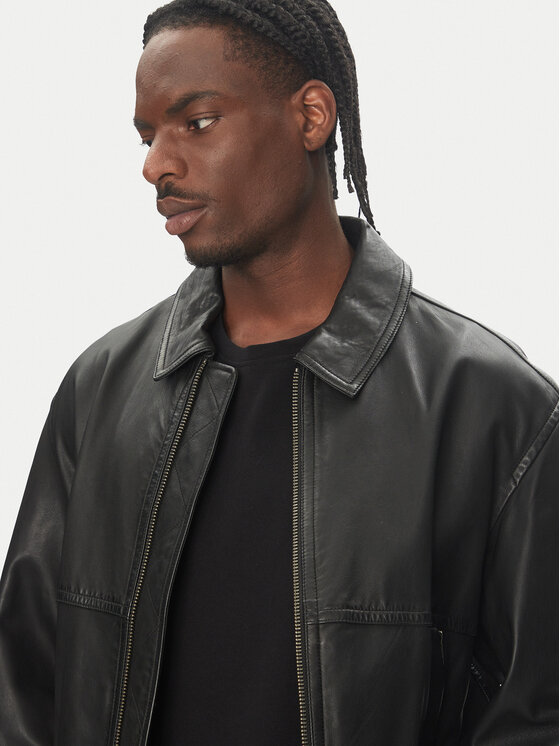 BOSS BOSS Geacă de piele Joberg 50543240 Negru Relaxed Fit