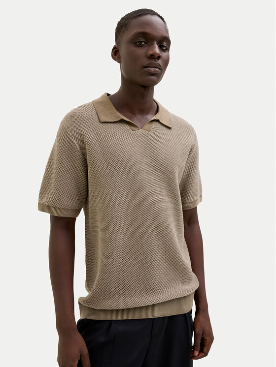 Jack&Jones Jack&Jones Тениска с яка и копчета Ceaston 12273012 Бежов Regular Fit