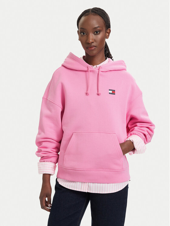 Tommy Jeans Hanorac Badge DW0DW19414 Roz deschis Boxy Fit