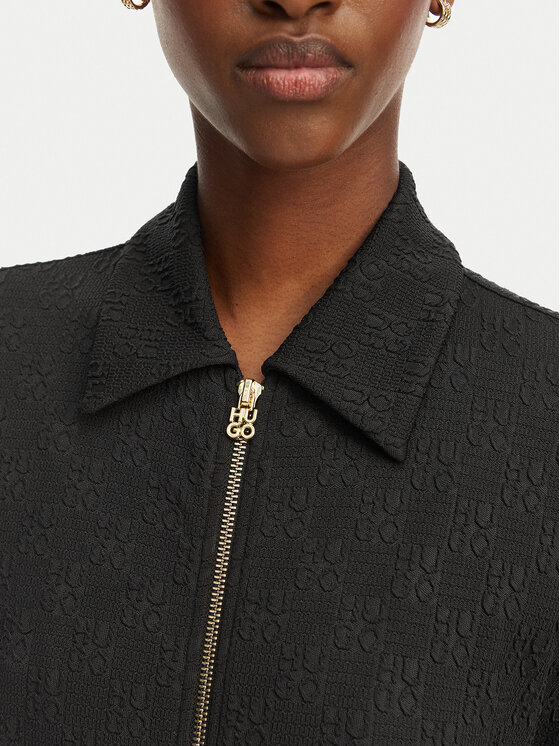 HUGO HUGO Džemperis ar kapuci Dayane 50557503 Melns Regular Fit